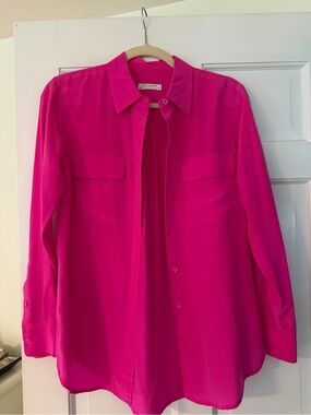 Equipment Hot Pink Silk Button-Up Blouse